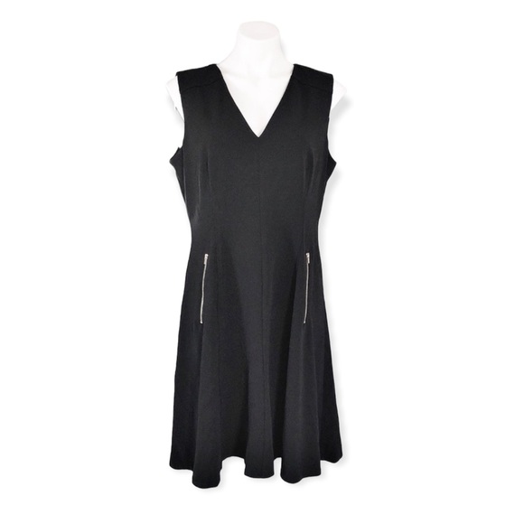 Andrew Marc Dress Black Seamed Sleeveless Fit & Flare Career Size 14 New w/Tag - Picture 11 of 11